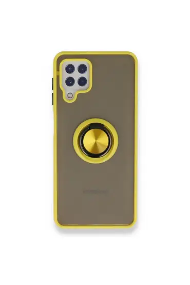  Samsung Galaxy M22 Kılıf Montreal Yüzüklü Silikon Kapak - Ürün Rengi : Sarı