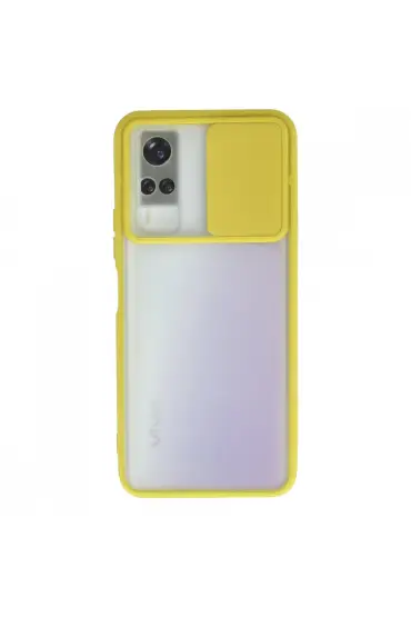  Vivo Y51 Kılıf Palm Buzlu Kamera Sürgülü Silikon - Ürün Rengi : Sarı