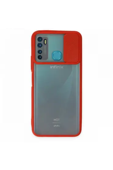  İnfinix Hot 9 Kılıf Palm Buzlu Kamera Sürgülü Silikon - Ürün Rengi : Kırmızı