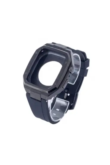  Apple Watch 45mm Kr402 Metal Kasa Silikon Kordon - Ürün Rengi : Gümüş