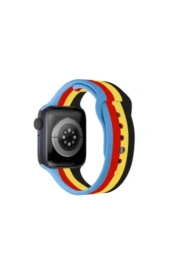  Apple Watch 38mm Gökkuşağı Org Kordon - Ürün Rengi : Kırmızı-Bordo