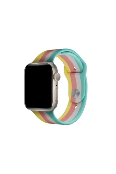  Apple Watch 38mm Gökkuşağı Org Kordon - Ürün Rengi : Kırmızı-Bordo
