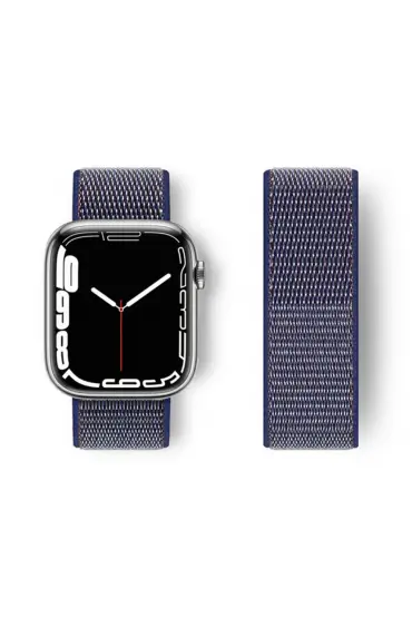  Apple Watch 44mm Hasırlı Cırtcırtlı Kordon - Ürün Rengi : Pembe