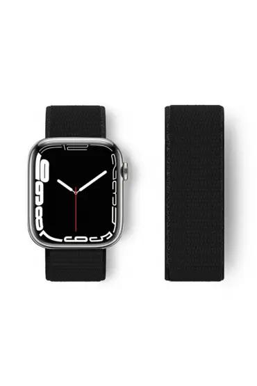  Apple Watch 38mm Hasırlı Cırtcırtlı Kordon - Ürün Rengi : Pembe-Gri