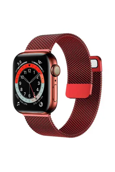  Apple Watch 40mm Metal Mıknatıslı Kordon - Ürün Rengi : Siyah-Kırmızı