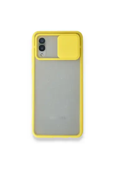  Samsung Galaxy A02 Kılıf Palm Buzlu Kamera Sürgülü Silikon - Ürün Rengi : Sarı