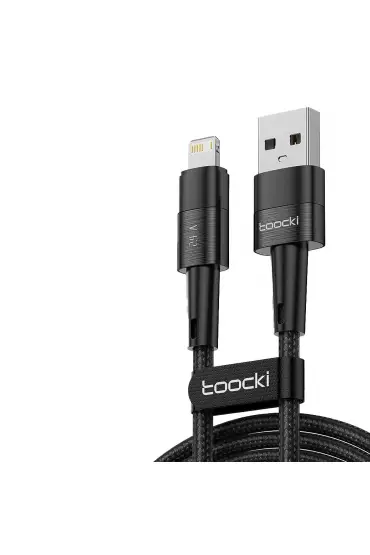  Toocki TQ-x08l 1m 2.4a Hasırlı Usb To Lightning Pd Hızlı Şarj Kablosu - Ürün Rengi : Siyah