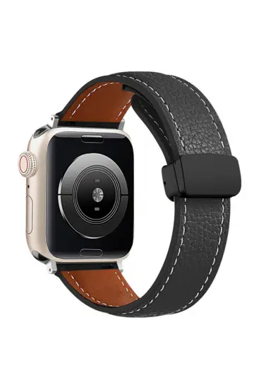  Apple Watch 42mm Kr414 Daks Deri Kordon - Ürün Rengi : Siyah