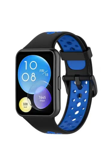  Huawei Watch Fit 2 Spor Delikli Kordon - Ürün Rengi : Siyah-Mavi