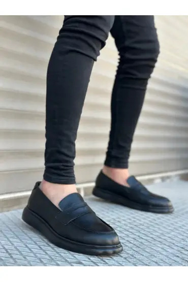  946 Bağcıksız Yüksek Siyah Taban Klasik Cilt Corcik Erkek Ayakkabı