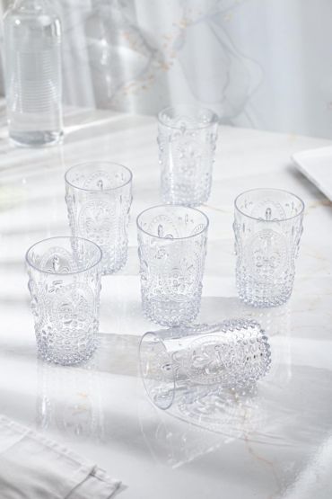 Akrilik Şeffaf 6'lı Kısa Bardak & Su Meşrubat Kahve Yanı Bardağı 400 ml ( Cam Değildir )