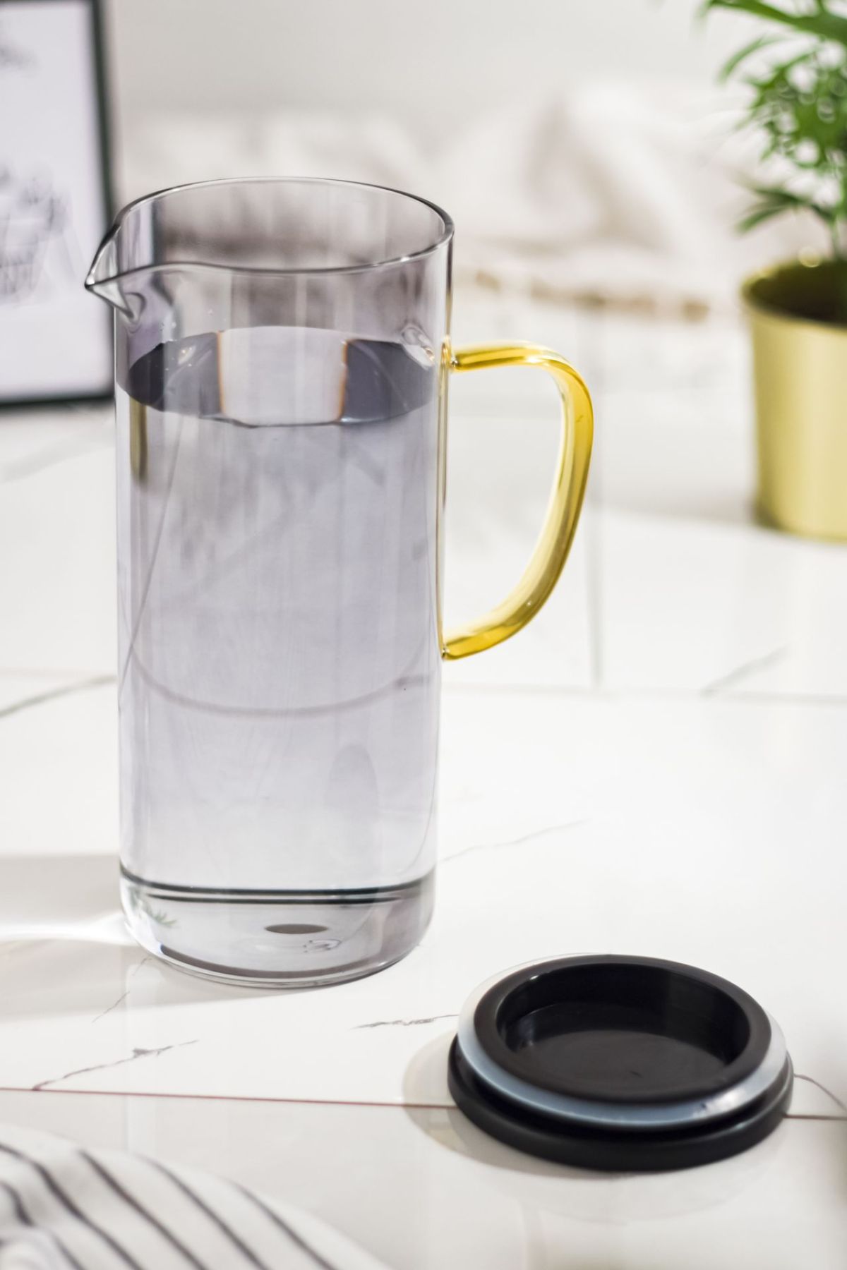 Dark Blue Borosilikat Isıya Dayanıklı Cam Sürahi 1500 ML
