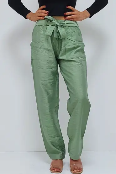  199 Önden Bağlamalı Pantolon Yeşil