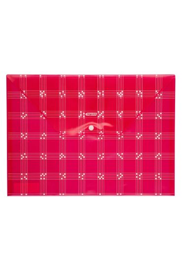 Bigpoint Çıtçıtlı Dosya Desenli A4 Kırmızı 12'li Poşet