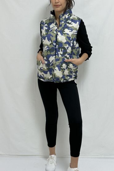  199 Desenli İçi Astarlı Yelek Mavi