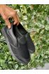  Siyah Cilt Streçli Babet  Ayakkabı