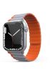  Apple Watch 44mm Movenchy Mo-wb1 Çift Renk Mıknatıslı Silikon Kordon - Ürün Rengi : Gri-Turuncu