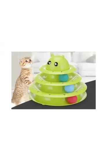  Kedi Oyuncağı 3 Katlı Kulaklı Model Yeşil