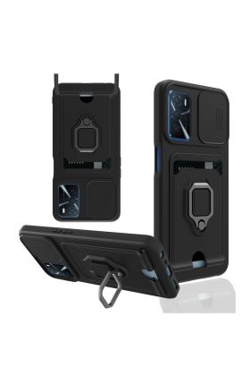  Oppo A16 Kılıf Zuma Kartvizitli Yüzüklü Silikon - Ürün Rengi : Siyah