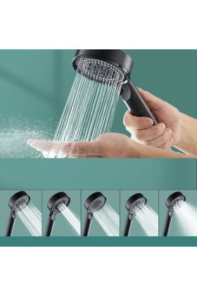 5 Modlu Duş Başlığı Tasarruflu Masaj Etkisi Banyo Duş Başlığı Siyah  
