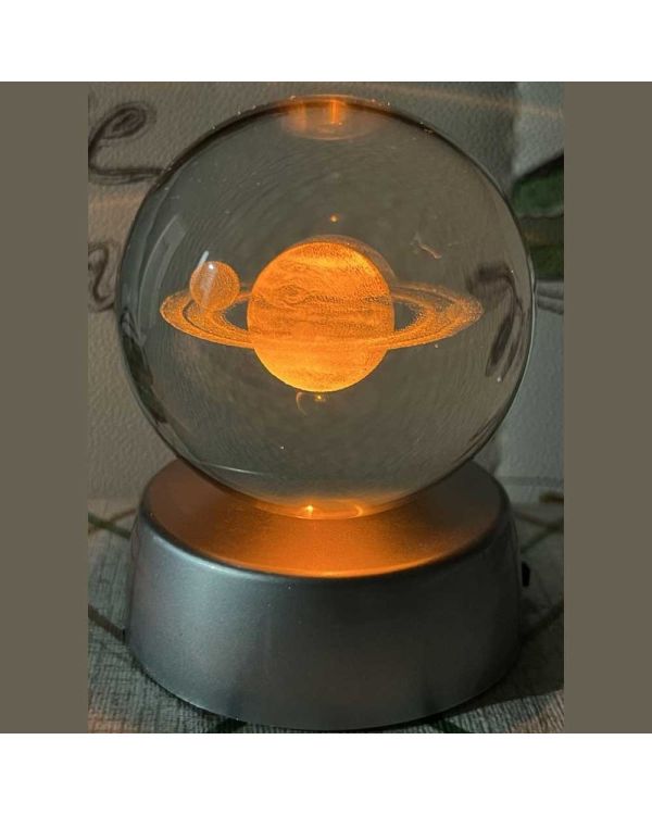 Plastik Altlıklı Satürn Işıklı Cam Küre 6 Cm MZ4-2357