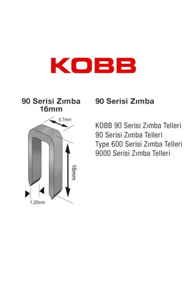  202 Kobb KBZ9016 16 mm 2500 Adet U Zımba Teli
