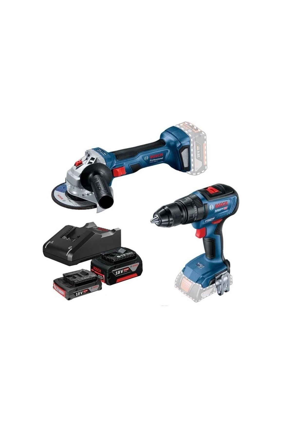 202 Bosch GWS 180-LI + GSB 18V-50 Akülü Taşlama ve Darbeli Matkap Seti