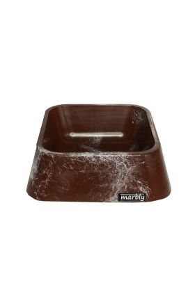  205 Marbly Kahve Dalgalı Mermerit Köpek Mama Su Kabı 500 ml