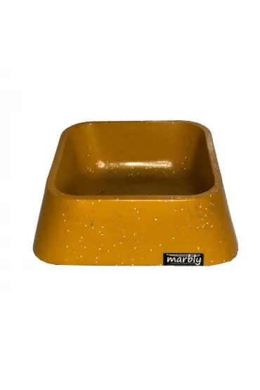  205 Marbly Sarı Galaxy Mermerit Köpek Mama Su Kabı 500 ml
