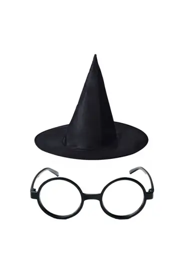  Harry Potter Şapkası Ve Gözlüğü Siyah Renk