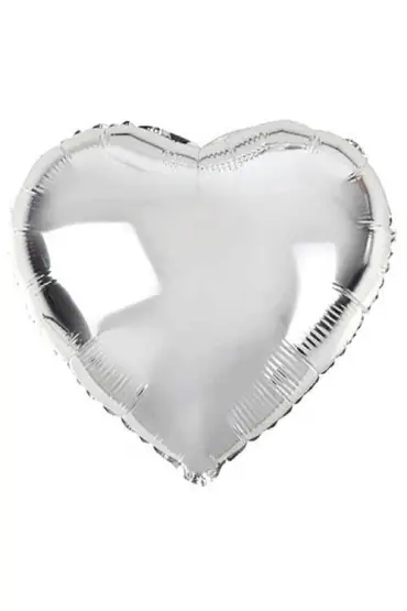  Kalp Şeklinde Folyo Balon 5 Adet 45 Cm Gümüş Renk