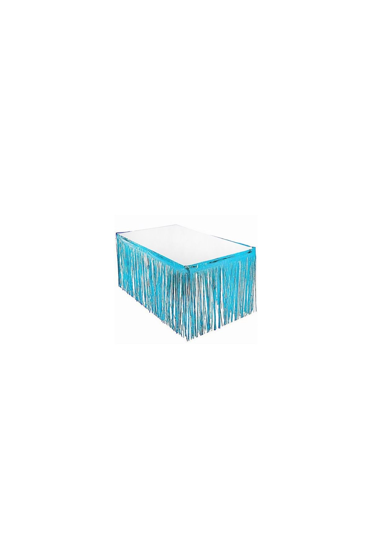 Püsküllü Metalize Mavi Renk Masa Örtüsü 75 Cm X 4 M