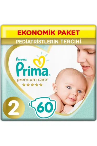  193  Premium Care Bebek Bezi Ekonomik Paket 2 Beden 60 Adet