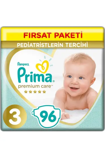  193  Premium Care Bebek Bezi Fırsat Paketi 3 Beden 96 Adet