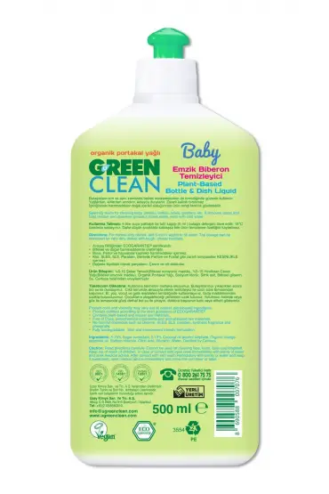  193 Green Clean  Bitkisel Emzik Biberon Temizleyici 500ml
