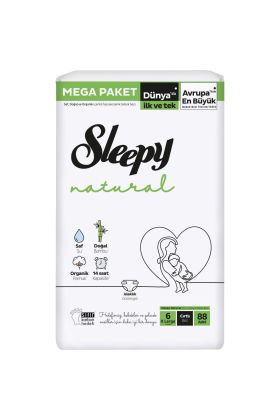  193  Natural Bebek Bezi Mega Fırsat Paketi 6 Beden 15-25 Kg 88 Adet