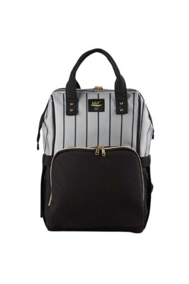  193  Go Dijital Anne Bebek Bakım Sırt Çantası 6630 Siyah Gri Çizgili