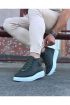 946  Haki Bağcıklı Sneakers  Yarım Bilek Bot