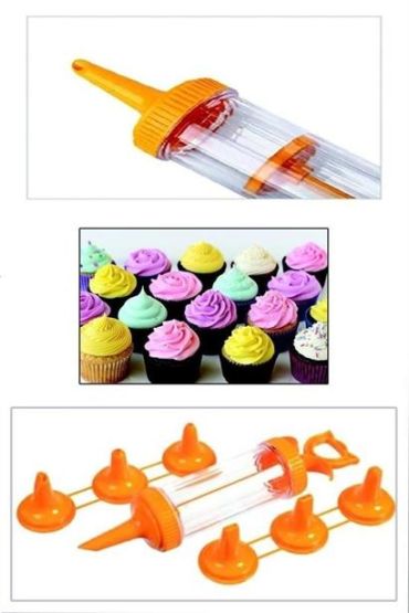  303  7 Başlıklı Mutfak Pastacı Kreması Sıkma Süsleme Pompası Seti