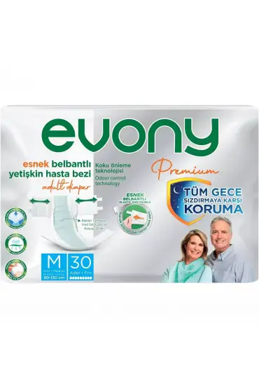  193 Evony Premium Belbantlı Yetişkin Hasta Bezi M 30 Adet