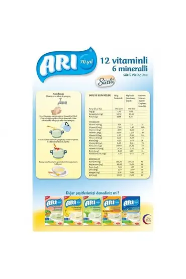  193 Arı 12 Vitaminli 6 Mineralli 7 Tahıllı Sütlü Pirinç Unu Gece 250gr