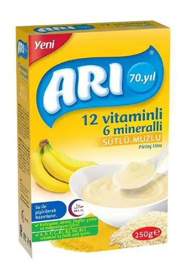  193 Arı 12 Vitaminli 6 Mineralli Sütlü Muzlu Pirinç Unu 250gr