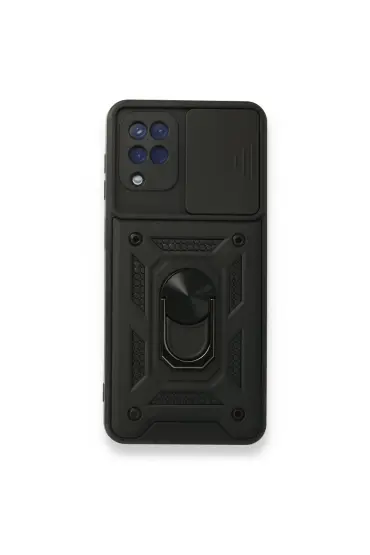  942 Samsung Galaxy M22 Kılıf Pars Lens Yüzüklü Silikon - Ürün Rengi : Siyah