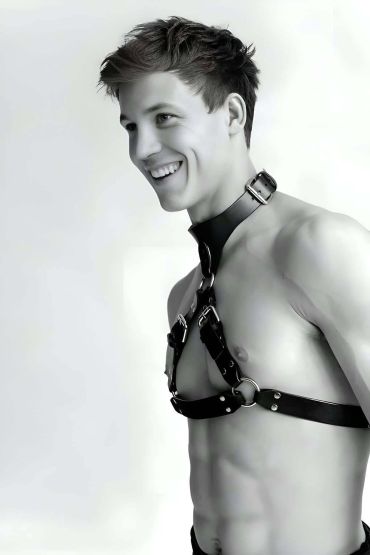  41 Deri Göğüs Harness Ve Kol Bandı - Ürün Rengi:Siyah