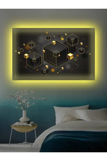 104 Led Işıklı Dekoratif Hediyelik Kanvas Tablo  (50 x 35) cm