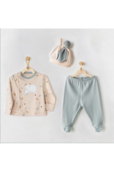  193 Andywawa AC24049 Time To Relax 3 Parça Bebek Zıbın Takımı Beige Green