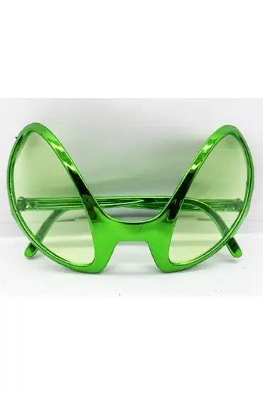  193 Retro Gözlük - 80 li 90 lı Yıllar Parti Gözlüğü Yeşil Renk 8x13 cm