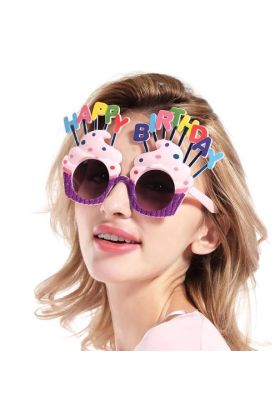  193  Birthday Yazılı Parti Gözlüğü Mor 17x11 cm