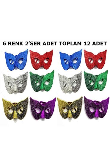  193 Maskeli Balo Partisi Görünümlü Retro Parti Gözlüğü 6 Renk 12 Adet