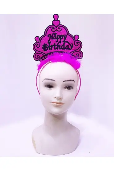  193  Birthday Neon Fuşya Renk Doğum Günü Tacı 24x15 cm